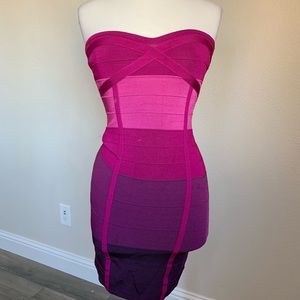 Bebe Pinky Bandage Midi Dress